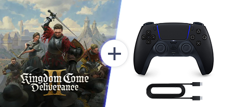 듀얼센스 무선 컨트롤러 미드나이트 블랙 + PC용 USB 케이블 + 킹덤 컴: 딜리버런스 2